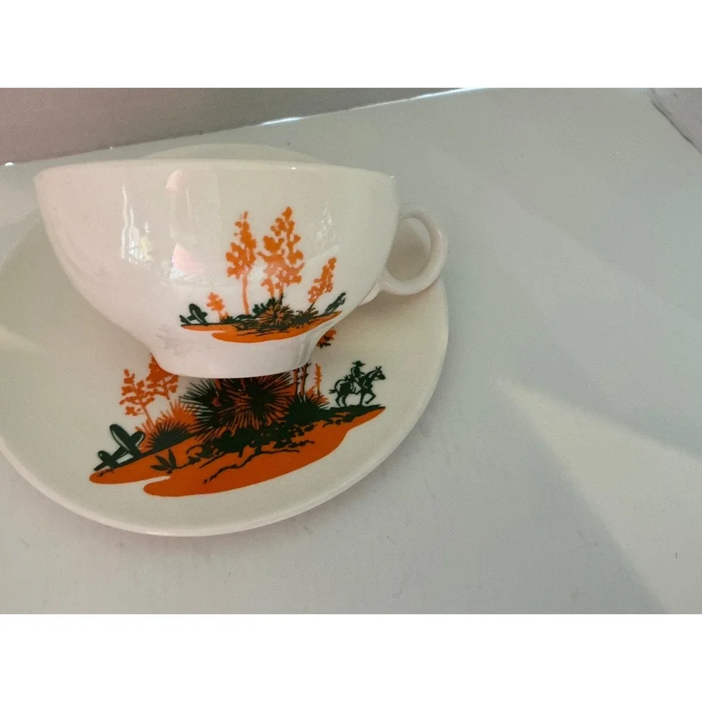 Universal Potteries Vintage Arizona Cactus Tea Cup Saucer Set Century Yucca NWT